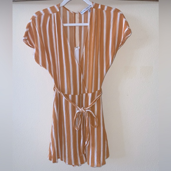 HYFVE Pants - Orange and White Striped Romper | Size S (by HYFVE)